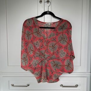 Collective Concepts cropped coral printed top